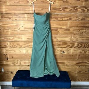 Azazie Sage Green Cowl Neck Slip Maxi Dress